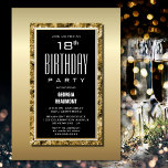 Invitación Gold Frame Black 18th Birthday Party<br><div class="desc">Invite a su familia y amigos con esta elegante invitación a la fiesta de cumpleaños 18 en negro y oro.</div>