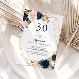 Invitación Gold Geometric Winter Floral 30 Nacimiento Fiesta