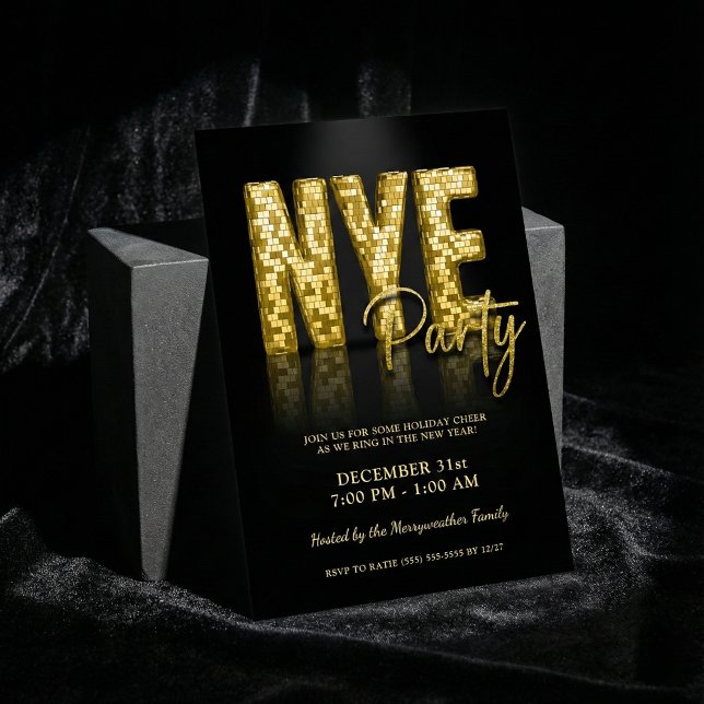 Invitación Gold Glam Año Nuevo Eve Fiesta Disco (Subido por el creador)