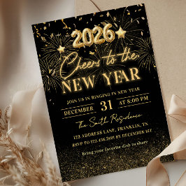 Invitación Gold Glitter Cheers to the New Year Invitation