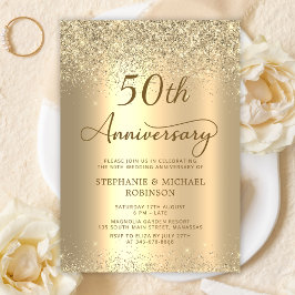 Invitación Gold Glitter Metallic 50th Wedding Anniversary
