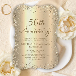 Invitación Gold Glitter Metallic 50th Wedding Anniversary