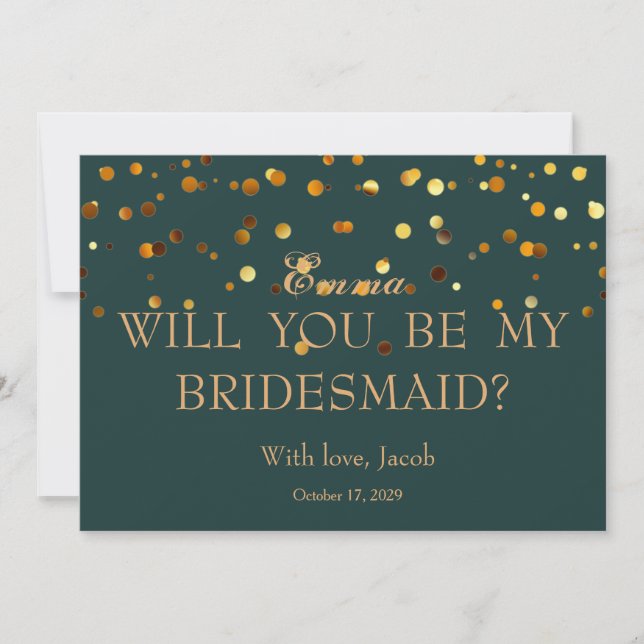 Invitación Gold Glitter Will You Be My Bridesmaid Invitation (Anverso)