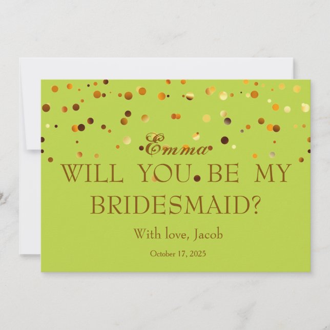 Invitación Gold Glitter Will You Be My Bridesmaid Invitation (Anverso)