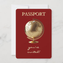 Gold Globe Passport Travel Baby Shower