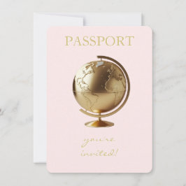 Invitación Gold Globe Passport Travel Baby Shower