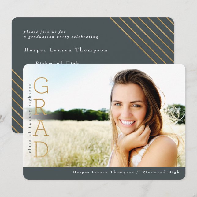 INVITACIÓN GOLD GRAD (Anverso / Reverso)