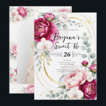 Invitación Gold Halo Garden Peonies & Orchids Floral Sweet 16<br><div class="desc">Customize for any event</div>