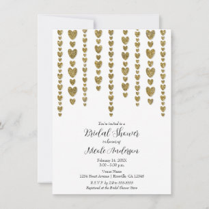 Invitación Gold Hearts Valentine Bridal Shower
