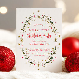 Invitación Gold Holiday Party Festive Christmas Wreath