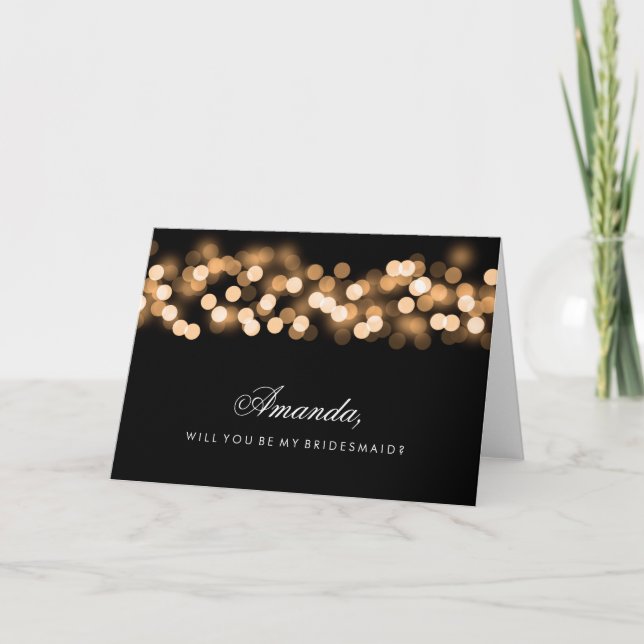 Invitación Gold Hollywood Glam Be my Bridesmaid (Anverso)