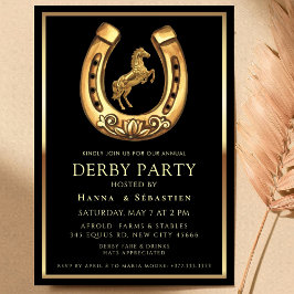 Invitación gold Horse Derby Party Equestrian