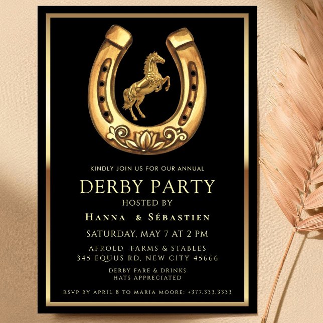 Invitación gold Horse Derby Party Equestrian  (Subido por el creador)