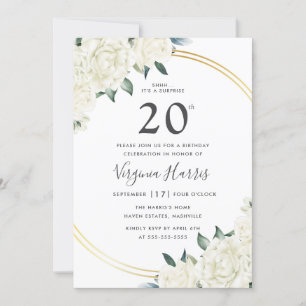 Invitación Gold Ivory Floral Veinte años