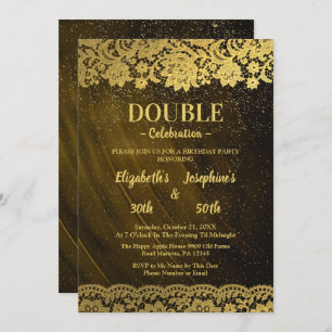 Invitación Gold Lace Adulto doble Partido de Cumpleaños Conju