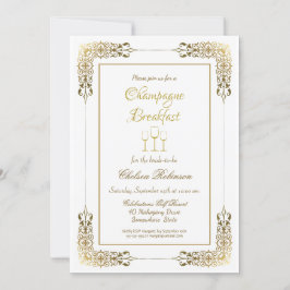 Invitación Gold Lace Champagne Desayuno Bridal Ducha