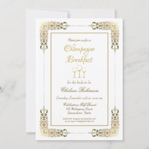 Invitación Gold Lace Champagne Desayuno Bridal Ducha