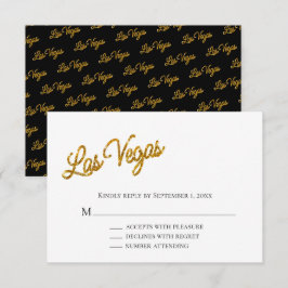 Invitación Gold Las Vegas Sparkles Wedding RSVP