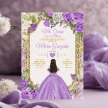 Invitación Gold Lilac Mis Quince Corona Anos Quinceañera<br><div class="desc">Invitación de la Corona de Oro Quinceañera Purple Lilac Quince Quince 15 Anos,  16 cumpleaños, </div>