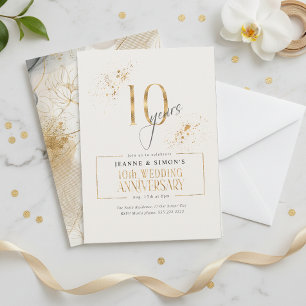 Invitación Gold Line Floral ID1169, décimo aniversario