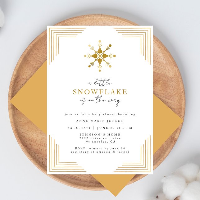 Invitación Gold Little Snowflake Minimal Elegant Baby Shower (Subido por el creador)