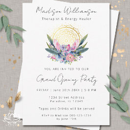 Invitación Gold Mandala Crystals Rosa Spa Boho Business Event