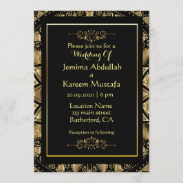 Invitación Gold Mandala En Boda De Fondo Negro