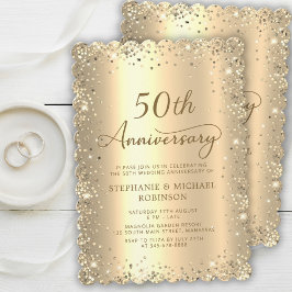 Invitación Gold Metallic Glitter 50th Wedding Anniversary