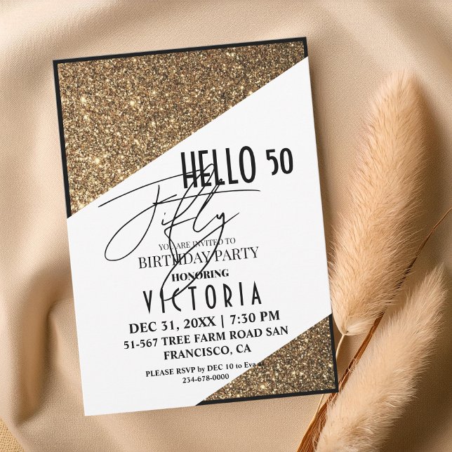 Invitación Gold Modern 50.ª Fiesta de los 50 Años (Subido por el creador)