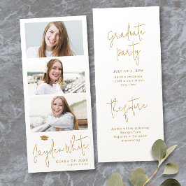 Invitación Gold Modern Script 3 Graduación de foto