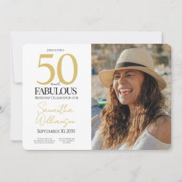 Invitación Gold & Navy | 50th Elegant Fabulous Birthday Party
