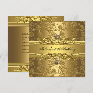 Invitación Gold On Gold 50th Birthday Party Jewels Floral