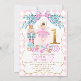 Invitación Gold One Nutcracker Land of Sweets Birday