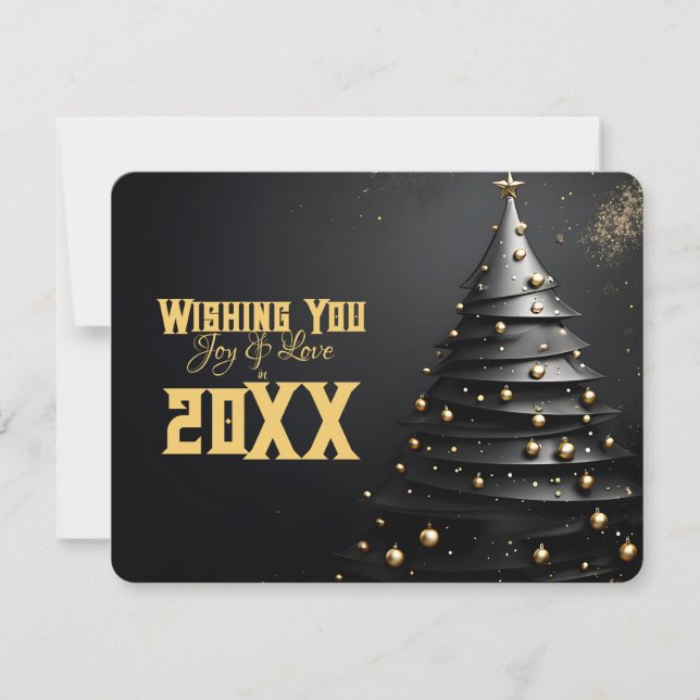 Invitación Gold Ornaments Modern Happy New Year Card (Anverso)