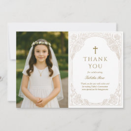 Invitación Gold Ornate Communion Thank You Card