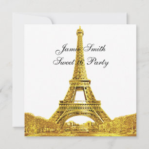 Invitación Gold Paris Francia Skyline #2 Sweet 16 SQ