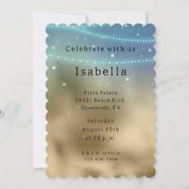 Invitación Gold Purple Aqua Sparkle Glitzy Mermaid Cumpleaños