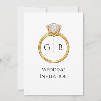Invitación Gold Rings Classic Wedding Invitation Card
