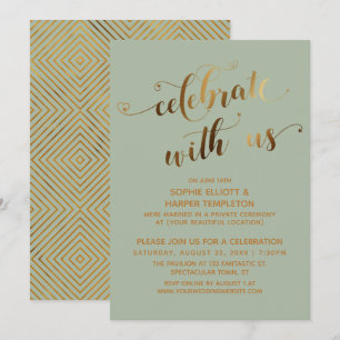 Invitación Gold & Sage Celebran con Nosotros Fiesta Después d