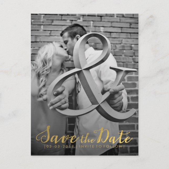 Invitación Gold Save the Date Typography (Anverso)