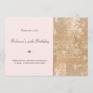 Invitación Gold Sequins 30th Birthday Rubor Pink