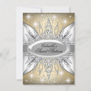 Invitación Gold & Silver Sparkle Diamond Sweet 16
