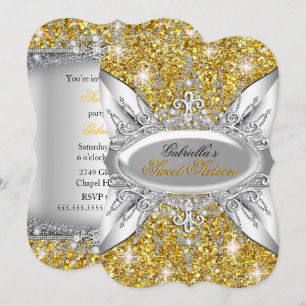 Invitación Gold Silver Sparkle Diamond Sweet 16