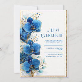 Invitación Gold Speckled Cobalt Blue Orchid Wedding