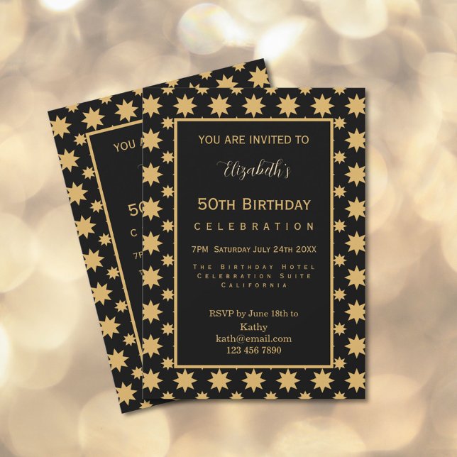 Invitación Gold Stars 50th Birthday  (Subido por el creador)