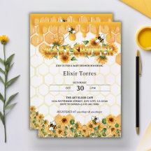 Gold Sunflower Honeycomb Honeybee Baby Shower