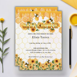 Invitación Gold Sunflower Honeycomb Honeybee Baby Shower