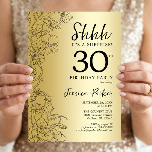 Invitación Gold Surprise 30 cumpleaños