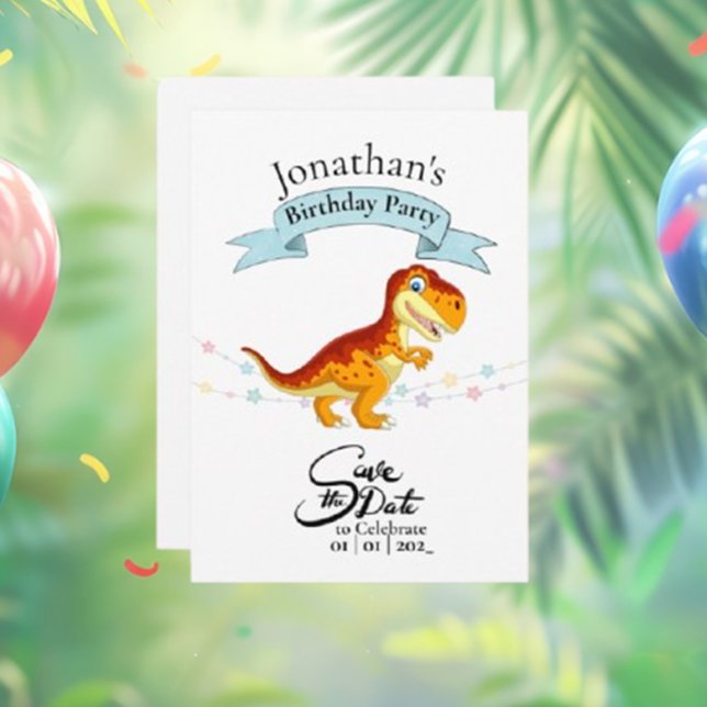 Invitación Gold T Rex, feliz cumpleaños (Gold T Rex Happy Birthday Boy Invitation – Roar into Fun!)