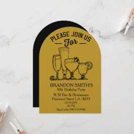 Invitación Gold Theme Adult Birthday  